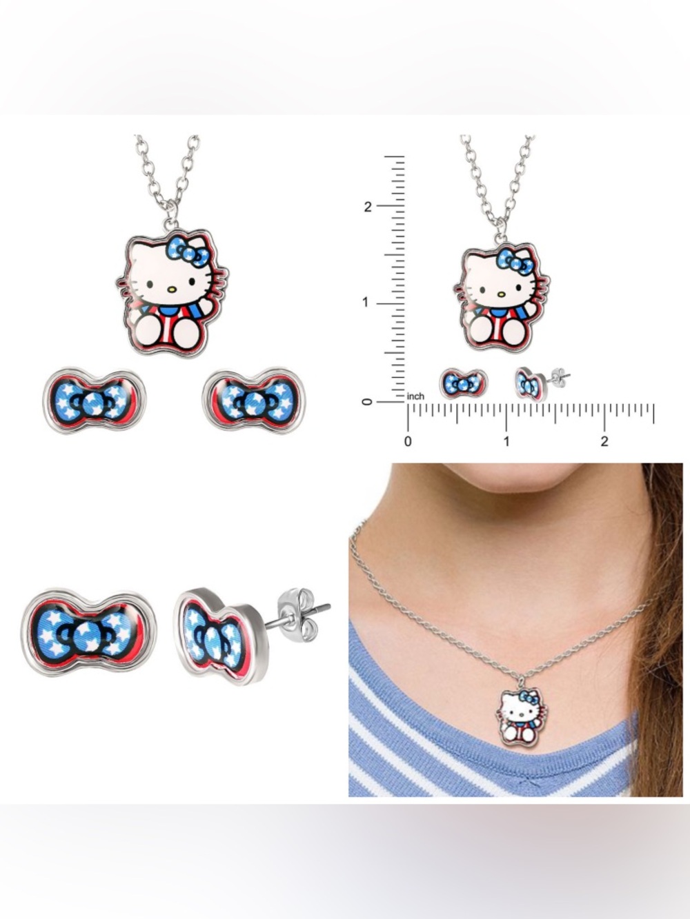 Hello Kitty Americana Earring & Necklace Set